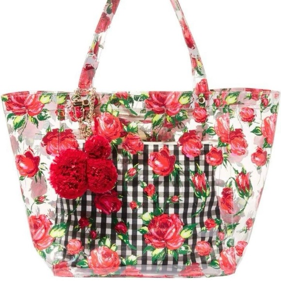 📌 Betsey Johnson 2 Pc Rose Floral Tote Bag - Picture 2 of 7